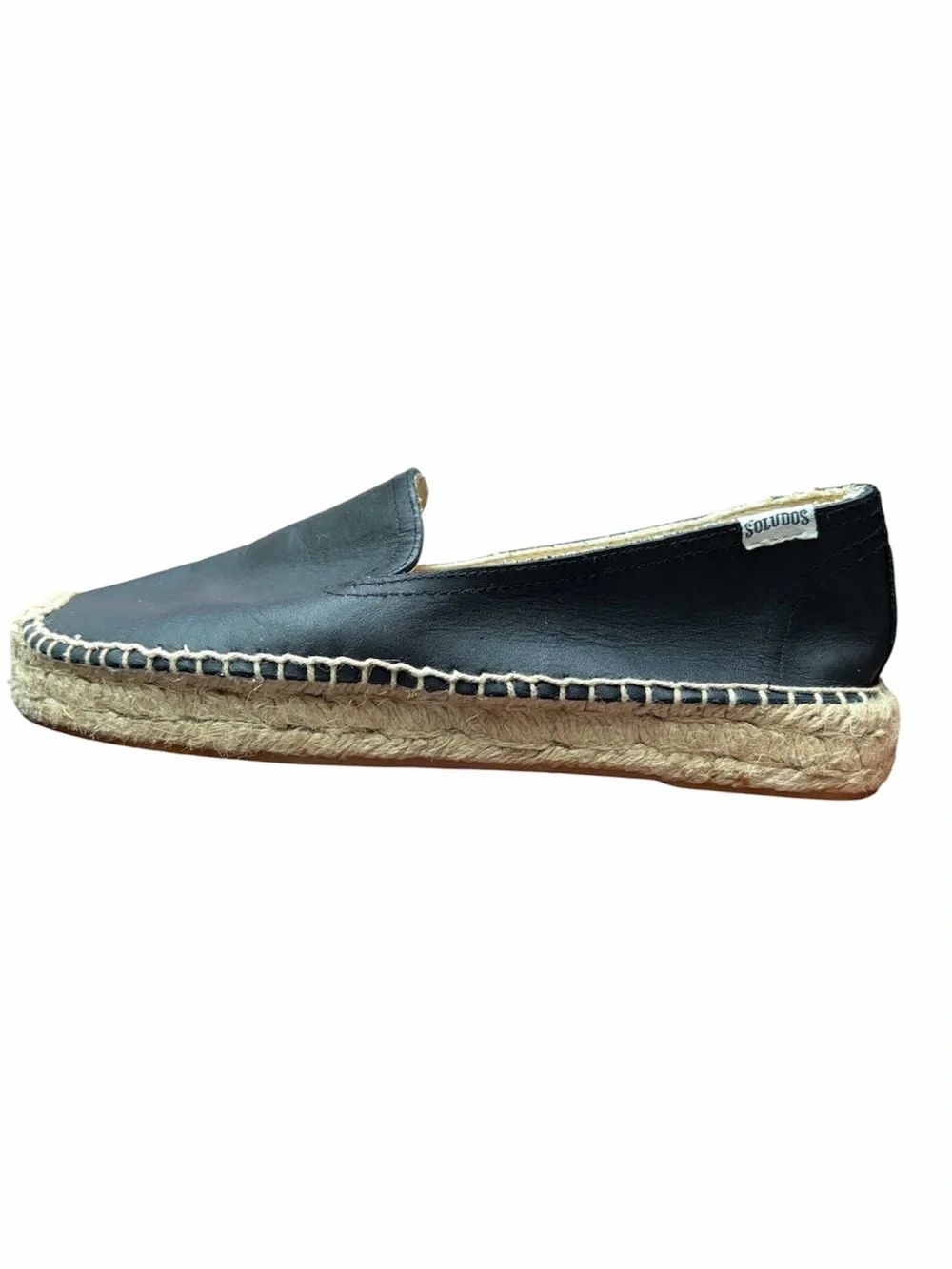 Soludos Black Leather Espadrille Slip-Ons size 8